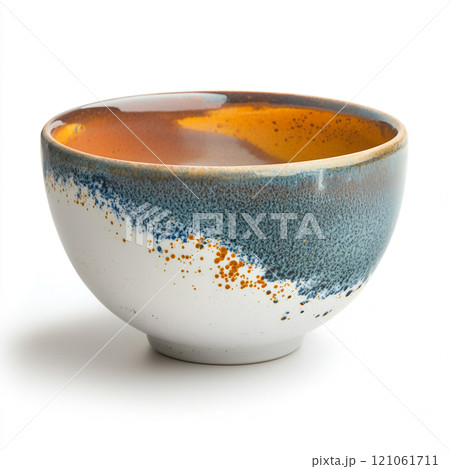 Modern design decorative ceramic bowl, isolated on pure white background. 121061711