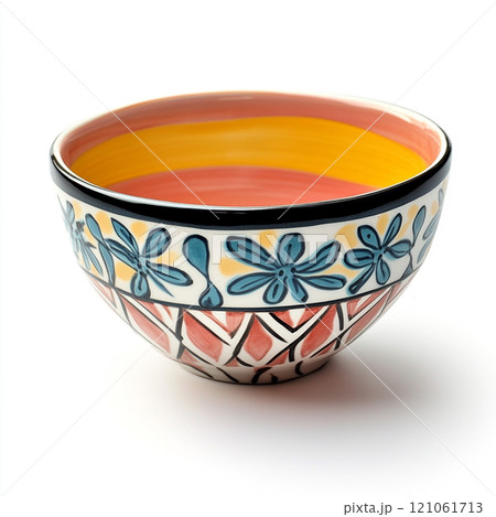 Modern design decorative ceramic bowl, isolated on pure white background. 121061713