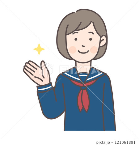 案内するセーラー服の女子学生 121061881