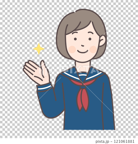 案内するセーラー服の女子学生 121061881