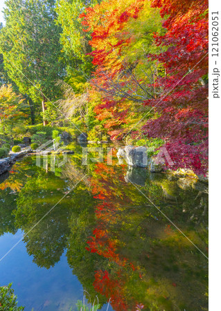 秋の京都　善峯寺　紅葉に包まれた薬師堂と蓮華寿院旧跡庭 121062051