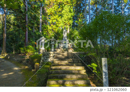 秋の京都　善峯寺　森の中に佇む聖観音菩薩像　御陵付近 121062060