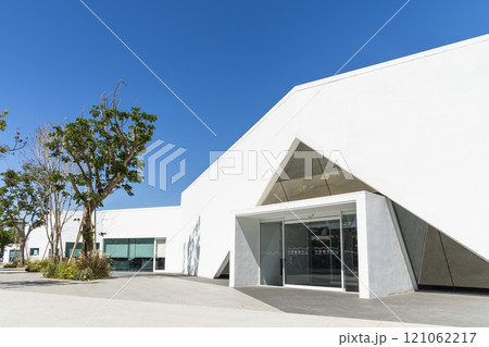 The architectural landscape of the Neiwei Arts Center in Kaohsiung, Taiwan. It is located in the Neiweipi Cultural Park Area of Kaohsiung. 121062217