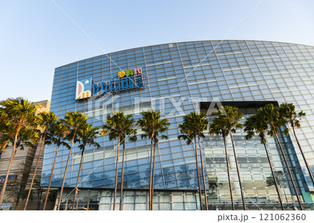 Low-angle view of the Dream Mall building in Kaohsiung, Taiwan. It was the largest shopping mall in Taiwan. 121062360