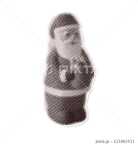 Santa Claus - Christmas torn out paper sticker in naive halftone collage style. Vector vintage clay toy. 121062511