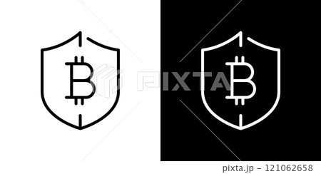 ビットコインと盾のシンプルなアイコン 121062658