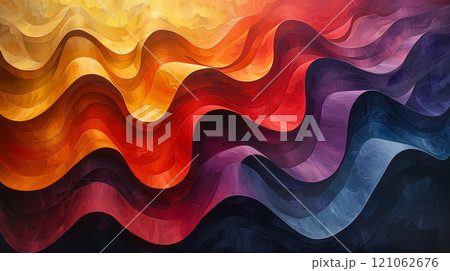 A colorful wave of light with a blue and purple section. The colors are bright and vibrant, creating a sense of energy and excitement 121062676