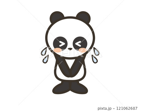 大汗をかきながら謝るかわいいパンダさんのイラスト 121062687