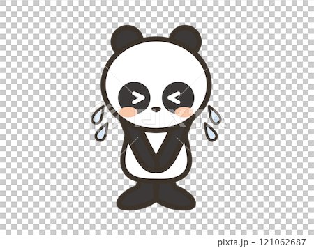 大汗をかきながら謝るかわいいパンダさんのイラスト 121062687