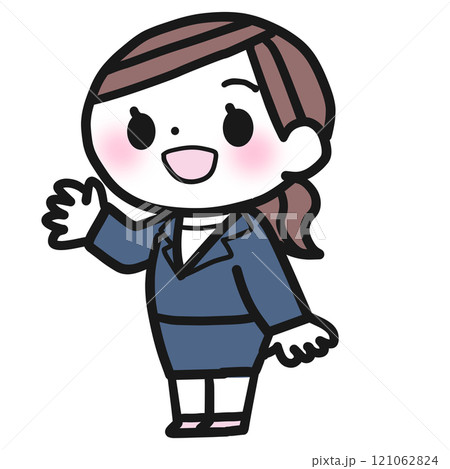 シンプルなスーツ姿の若い女性のイラスト 121062824