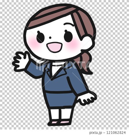 シンプルなスーツ姿の若い女性のイラスト 121062824