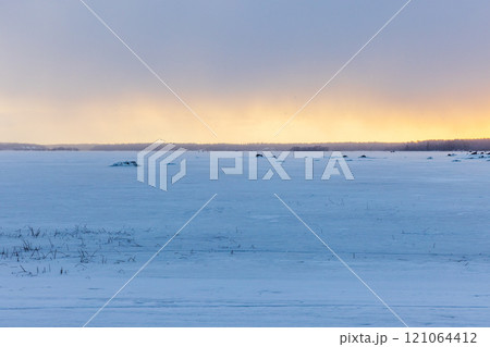 Winter landscape photography with frozen Baltic sea 121064412