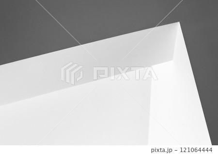 Abstract white minimal architecture background with corners 121064444