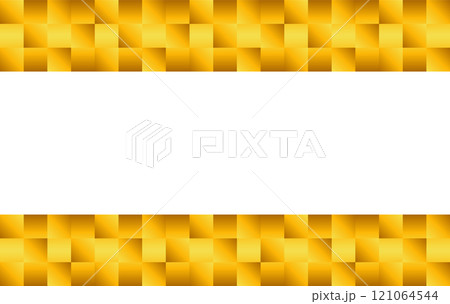 上下が金色だけの市松模様の横長背景(イエローゴールドのグラデーション) 121064544