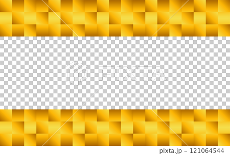 A horizontal checkered background with only gold on the top and bottom (yellow gold gradation) 121064544