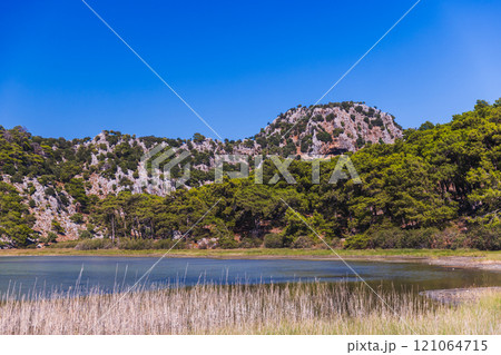 Coastal landscape photography taken on a sunny summer day 121064715