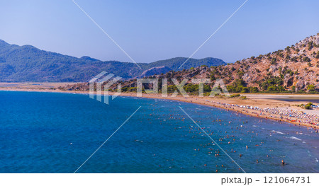 Coastal Mediterranean landscape taken at Iztuzu Beach, Turkey Coastal Mediterranean landscape taken at Iztuzu Beach, Turkey 121064731