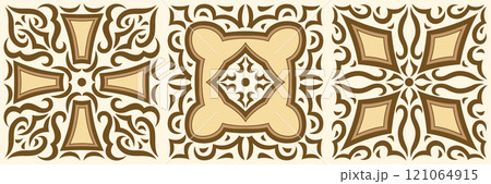 Arabic ceramic tile. Traditional eastern decorative talavera. 121064915
