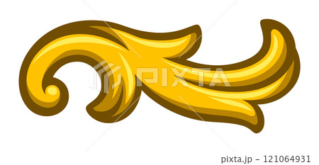 Floral element in baroque style. Decorative curling plant. 121064931