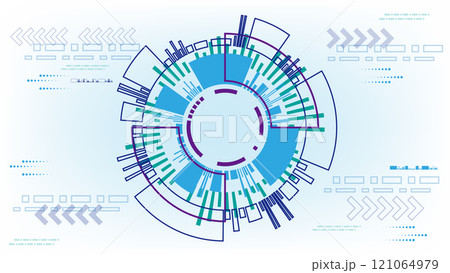Abstract technology righ circle in blue and green. Abstract technology righ circle in blue and green. 121064979
