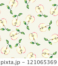 Watercolor seamless pattern apples on a color background. 121065369