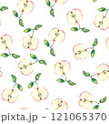 Watercolor seamless pattern apples on a color background. 121065370