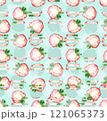 Seamless pattern with watercolor fresh strawberry. Hand drawn watercolor illustration. 121065373