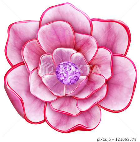 Pink flower with pink diamond isolated on white background. Clipping Path 121065378