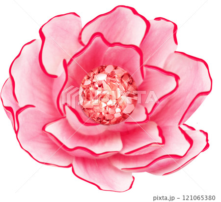 Pink flower with pink diamond isolated on white background. Clipping Path Pink flower with pink diamond isolated on white background. Clipping Path 121065380