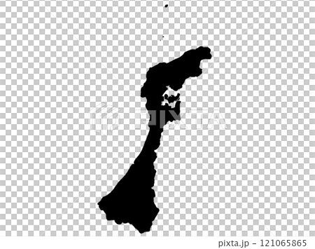 少しゆるい石川県のシルエット 北陸地方 121065865