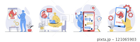 Virtual assistant concept set in flat design...のイラスト素材 [121065903] - PIXTA