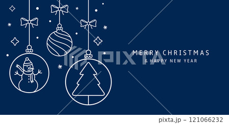 Christmas card with holidays decoration. Merry Christmas and Happy New Year background. Christmas card with holidays decoration. Merry Christmas and Happy New Year background. 121066232