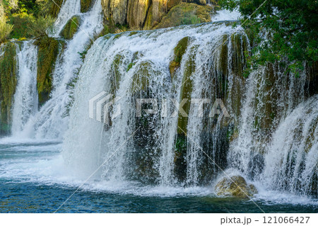 Beautiful Krka river waterfall landscape, Krka National Park in Dalmatia region, Croatia 121066427