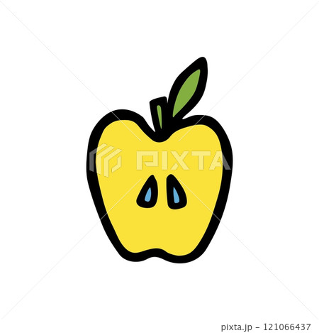 Apple doodle icon or logo, hand drawn with thin line 121066437