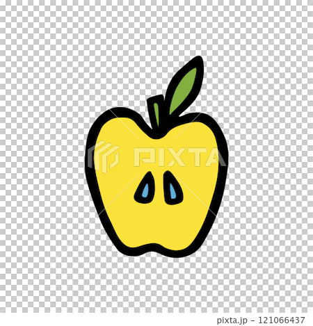 Apple doodle icon or logo, hand drawn with thin line 121066437