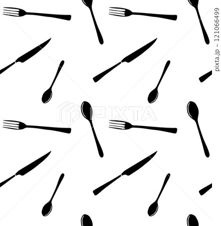 Vector seamless pattern of hand drawn cutlery 121066499