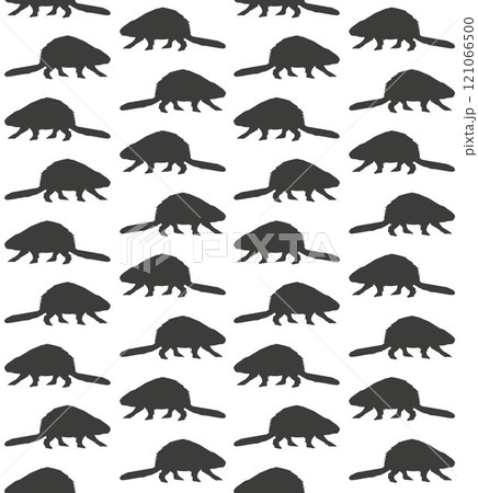 Vector seamless pattern of beaver silhouette 121066500