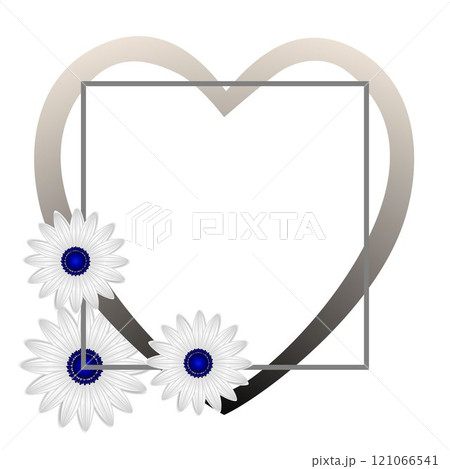 Floral frame with heart and daisy. 121066541