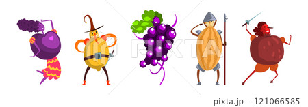 Man and Woman Character in Fruit Costume and Dress Vector Set 121066585