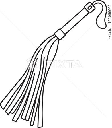 leather whip, adult sex toy, accessories for bdsm sex games, linear black and white icons, doodle style and sketch hand drawing 121066665