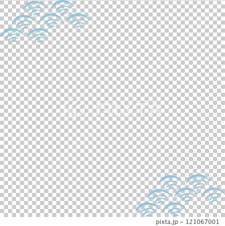 水色の手描き波模様の正方形シンプルフレーム 121067001