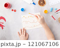 Garland painted with ear sticks kids paper craft ideas for kindergarten Christmas time 121067106