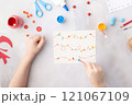 Garland painted with ear sticks kids paper craft ideas for kindergarten Christmas time 121067109