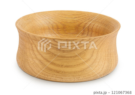 Kitchen utensils: empty wooden bowl, isolated on white background 121067368
