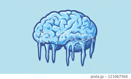 Frozen brain melting, representing mental health issues and burnout 121067568