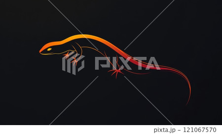 Stylized gecko lizard walking in the dark 121067570