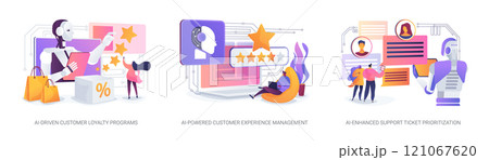 AI-Powered Customer Support abstract concept vector illustrations. AI-Powered Customer Support abstract concept vector illustrations. 121067620