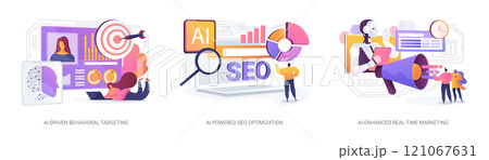 AI for marketing teams abstract concept vector illustrations. AI for marketing teams abstract concept vector illustrations. 121067631