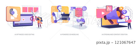 AI Technology in Art and Creativity abstract concept vector illustrations. AI Technology in Art and Creativity abstract concept vector illustrations. 121067647
