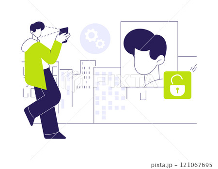 Facial recognition abstract concept vector illustration. Facial recognition abstract concept vector illustration. 121067695